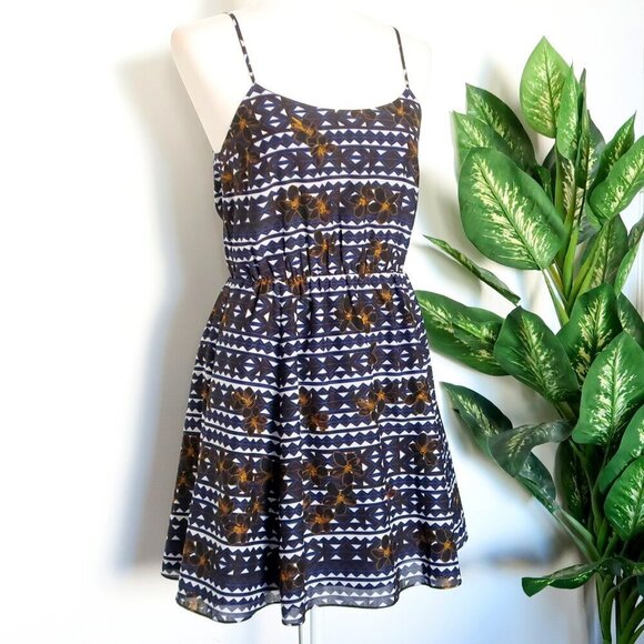 J. Crew Geometric & Floral Print Spaghetti Strap Fit & Flare Mini Sun Dress 2 - Picture 9 of 9